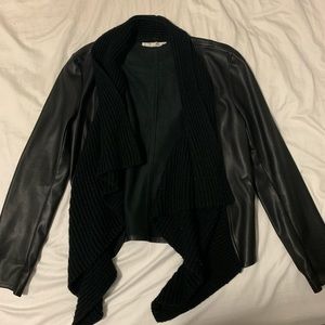 BB Dakota Wool Drape Front Faux Leather Jacket